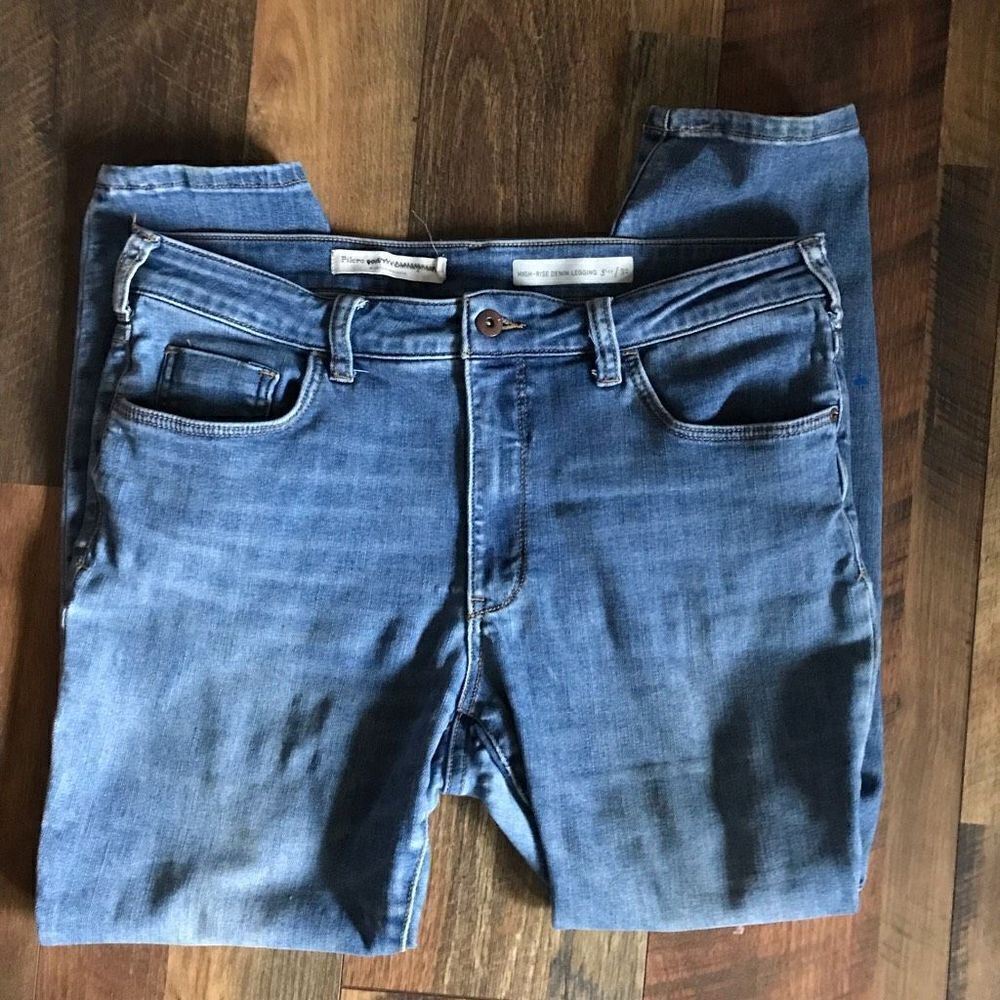 Anthropologie Pilcro High Rise Denim Leggings Jeans straight SZ 32 inseam 27”